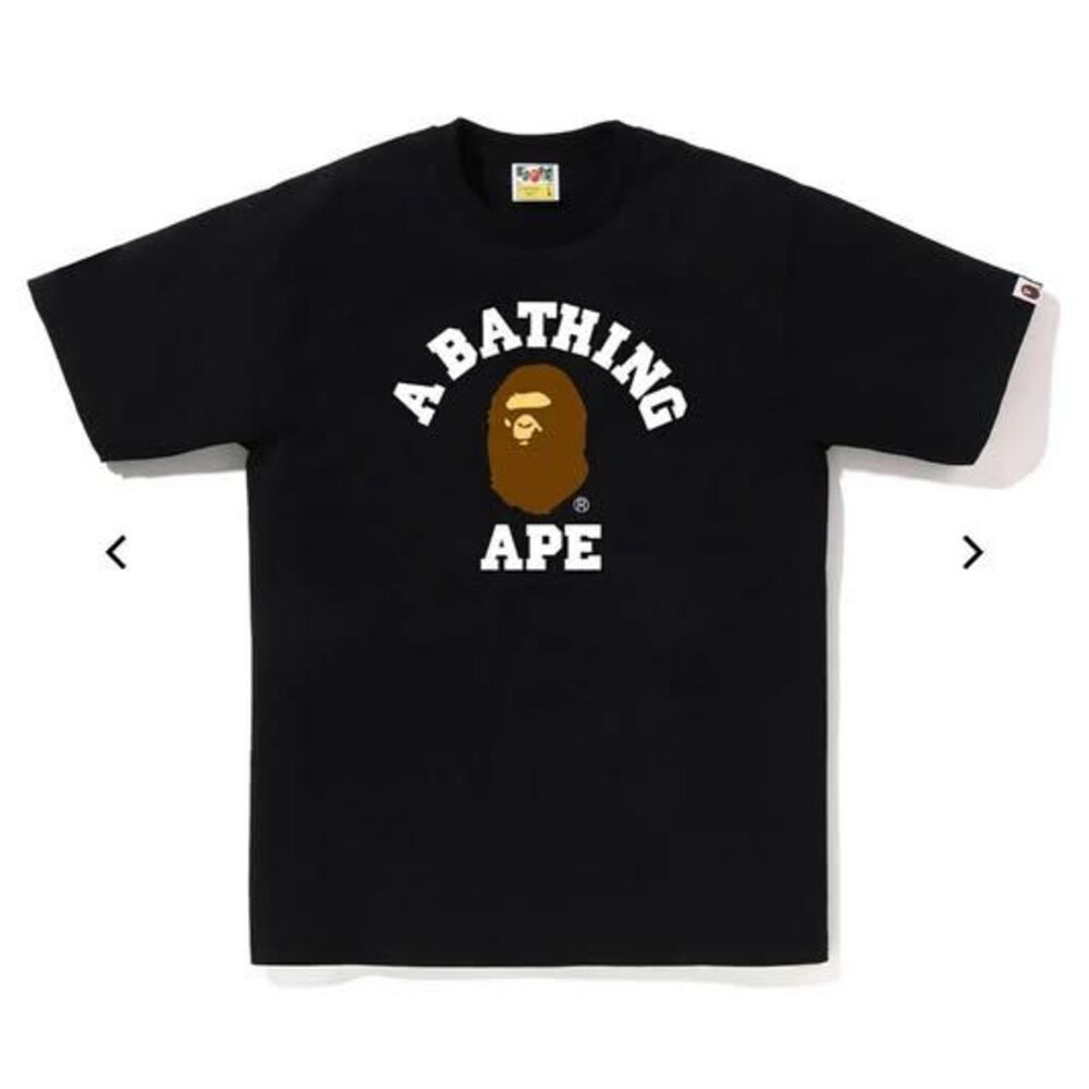 A Bathing Ape (BAPE) “Ape Head” College Tee – Black – Size Medium – NWT